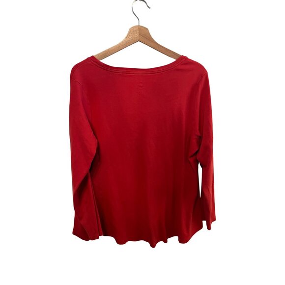 Isaac Mizrahi Live Red Long Sleeve Scoop Neck Top Women's Size 1X Shirt - Picture 4 of 4